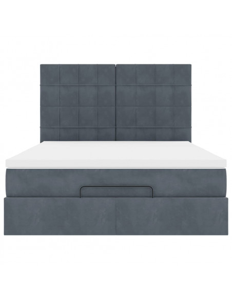 Struttura Letto Pouf con Materassi 140x190 cm Velluto