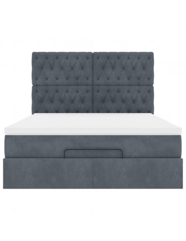 Struttura Letto Pouf con Materassi 140x190 cm Velluto