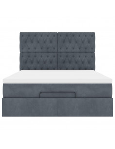 Struttura Letto Pouf con Materassi 140x190 cm Velluto