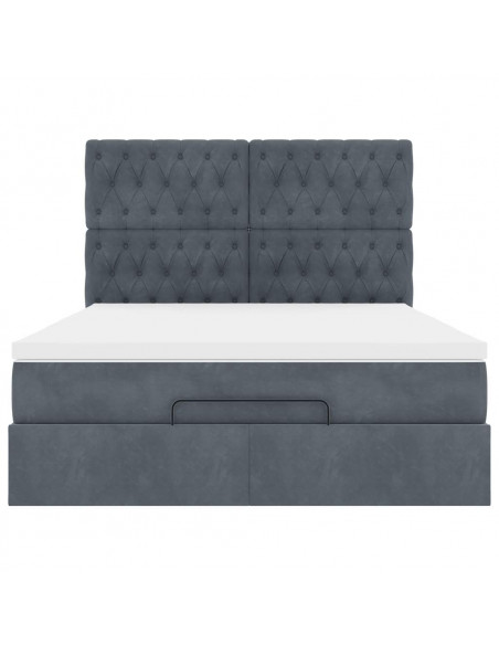 Struttura Letto Pouf con Materassi 140x190 cm Velluto