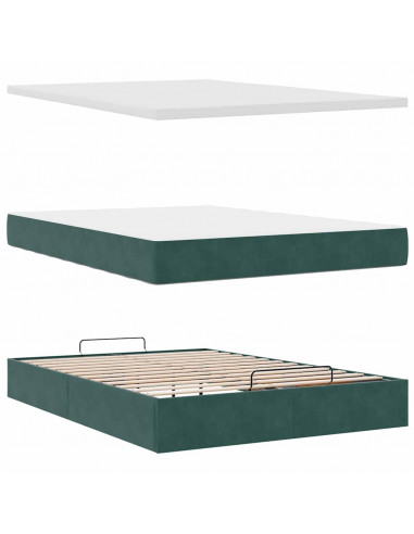 Struttura Letto Pouf con Materassi 140x200 cm in Velluto