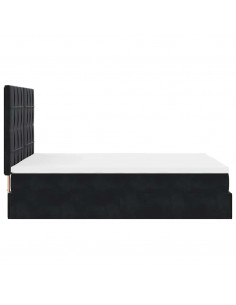 Struttura Letto Pouf con Materassi Nero 140x190 cm in Velluto