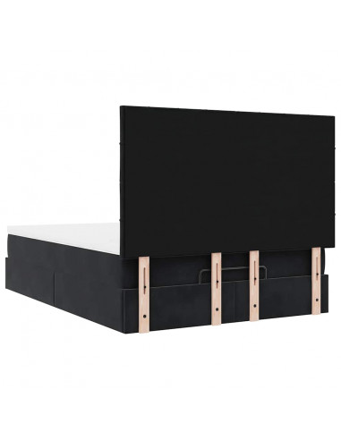 Struttura Letto Pouf con Materassi Nero 140x190 cm in Velluto