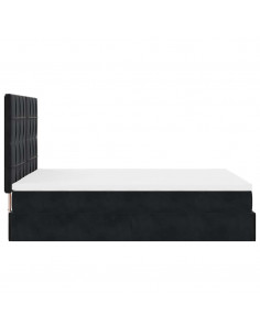 Struttura Letto Pouf con Materassi Nero 140x190 cm in Velluto 2