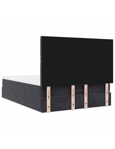 Struttura Letto Pouf con Materassi Nero 140x190 cm in Velluto