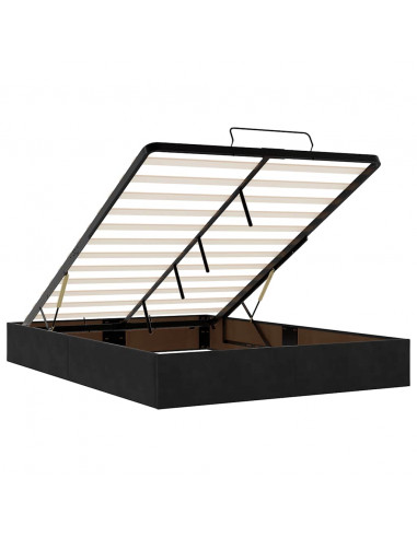 Struttura Letto Pouf con Materassi Nero 140x190 cm in Velluto