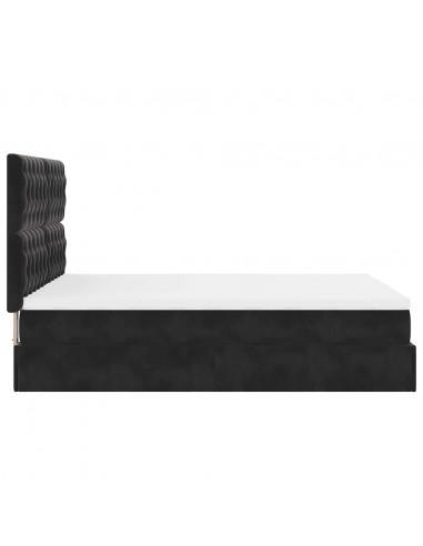 Struttura Letto Pouf con Materassi Nero 140x190 cm in Velluto