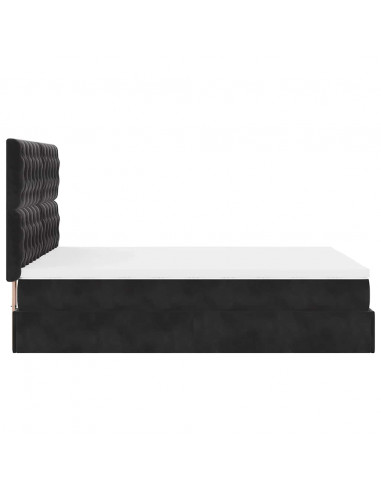 Struttura Letto Pouf con Materassi Nero 140x190 cm in Velluto
