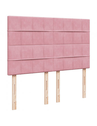 Struttura Letto Pouf con Materassi Rosa 140x190 cm in Velluto