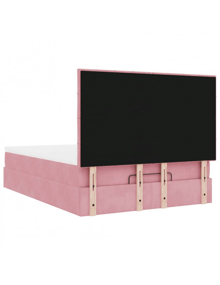 Struttura Letto Pouf con Materassi Rosa 140x190 cm in Velluto