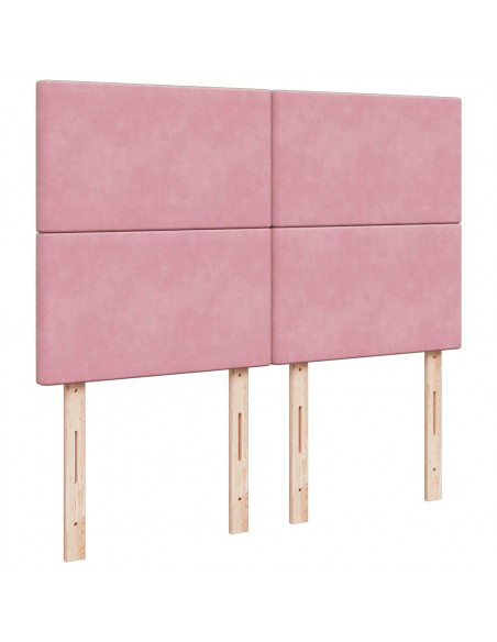 Struttura Letto Pouf con Materassi Rosa 140x190 cm in Velluto