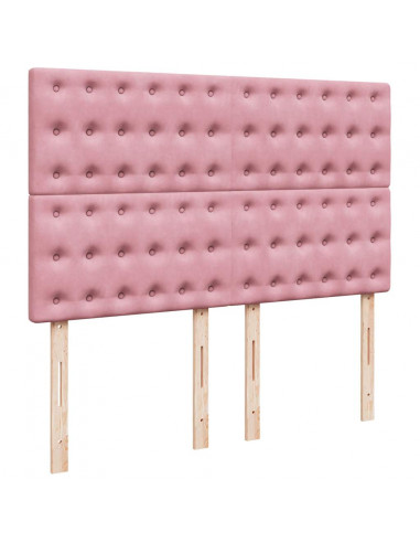 Struttura Letto Pouf con Materassi Rosa 140x190 cm in Velluto