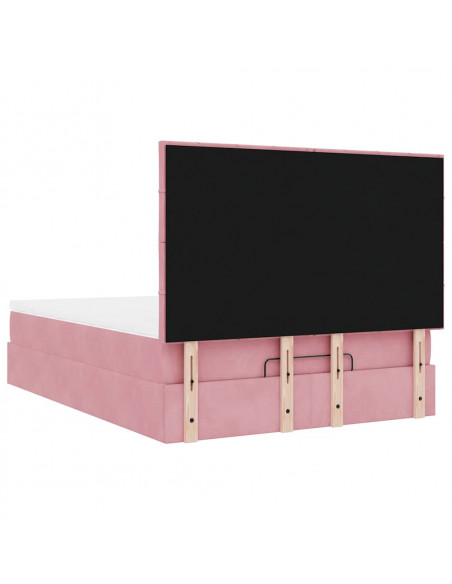 Struttura Letto Pouf con Materassi Rosa 140x200 cm in Velluto