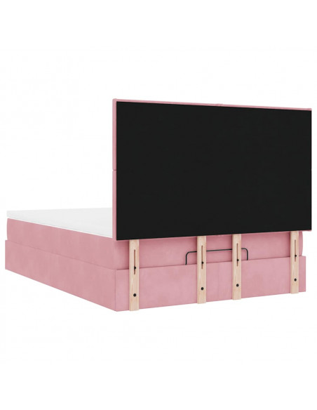 Struttura Letto Pouf con Materassi Rosa 140x200 cm in Velluto