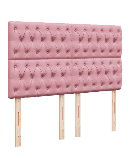 Struttura Letto Pouf con Materassi Rosa 140x200 cm in Velluto