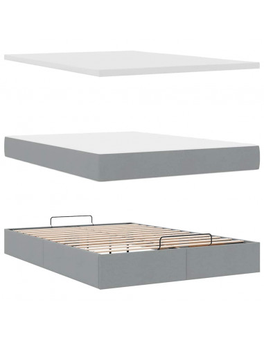 Struttura Letto Pouf con Materasso 140x190 cm in Tessuto