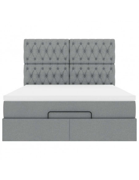 Struttura Letto Pouf con Materasso 140x190 cm in Tessuto