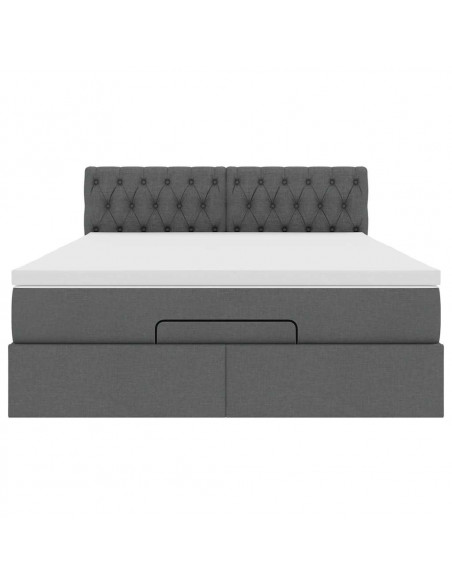 Struttura Letto Pouf con Materasso 140x190 cm in Tessuto