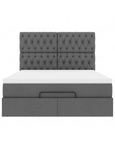 Struttura Letto Pouf con Materasso 140x190 cm in Tessuto 2