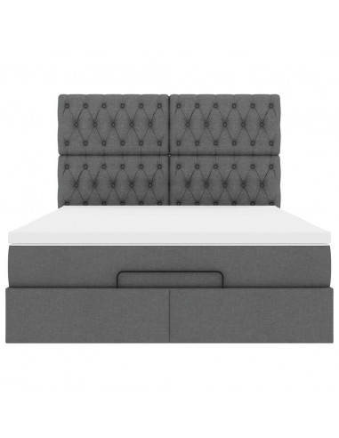 Struttura Letto Pouf con Materasso 140x190 cm in Tessuto