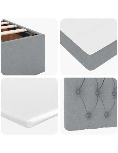 Struttura Letto Pouf con Materasso 140x190 cm in Tessuto