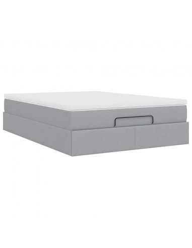 Struttura Letto Pouf con Materasso 140x190 cm in Tessuto