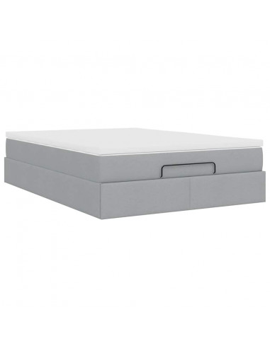 Struttura Letto Pouf con Materasso 140x190 cm in Tessuto