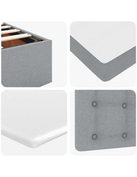 Struttura Letto Pouf con Materasso 140x190 cm in Tessuto