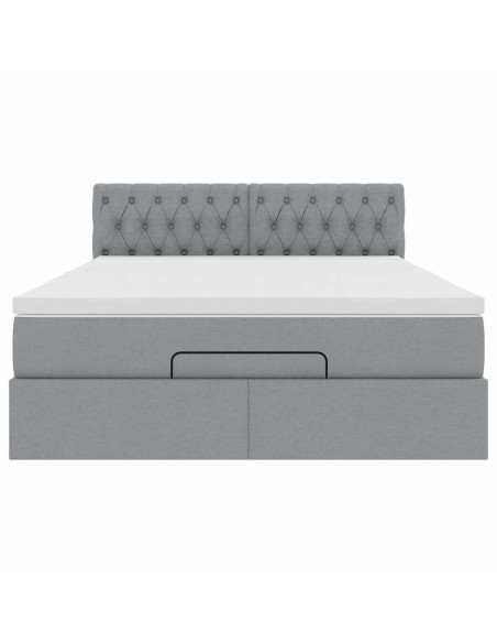 Struttura Letto Pouf con Materasso 140x190 cm in Tessuto