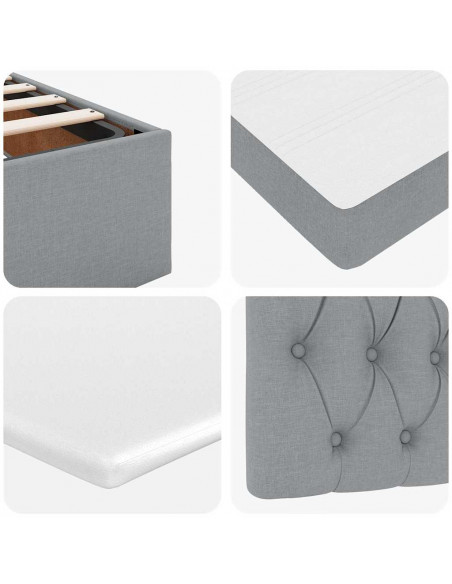 Struttura Letto Pouf con Materasso 140x190 cm in Tessuto