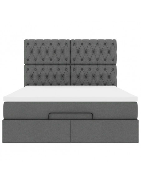 Struttura Letto Pouf con Materasso 140x190 cm in Tessuto