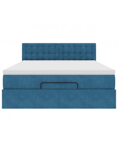 Struttura Letto Pouf con Materasso 140x190 cm in Velluto