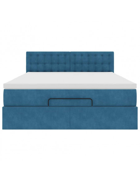 Struttura Letto Pouf con Materasso 140x190 cm in Velluto