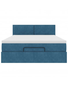 Struttura Letto Pouf con Materasso 140x190 cm in Velluto