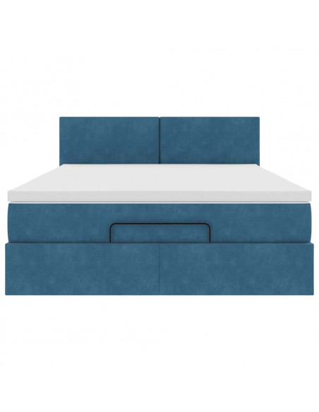 Struttura Letto Pouf con Materasso 140x190 cm in Velluto