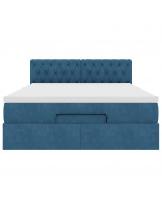 Struttura Letto Pouf con Materasso 140x190 cm in Velluto