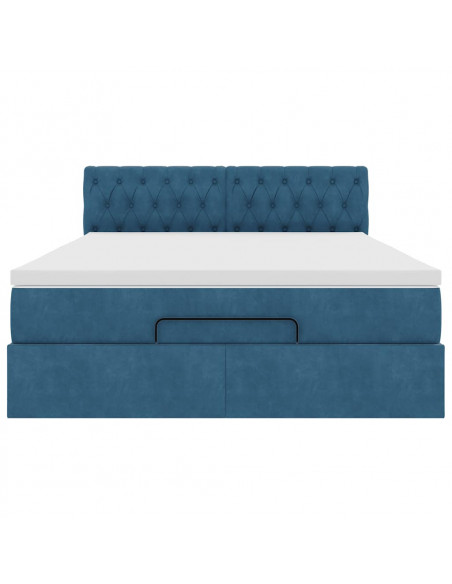 Struttura Letto Pouf con Materasso 140x190 cm in Velluto