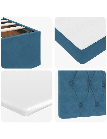 Struttura Letto Pouf con Materasso 140x190 cm in Velluto