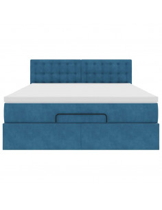 Struttura Letto Pouf con Materasso 140x190 cm in Velluto