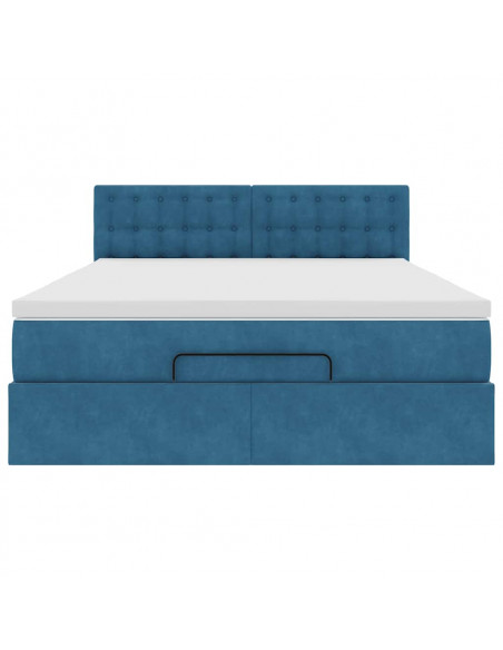Struttura Letto Pouf con Materasso 140x190 cm in Velluto