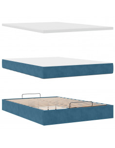 Struttura Letto Pouf con Materasso 140x190 cm in Velluto 2