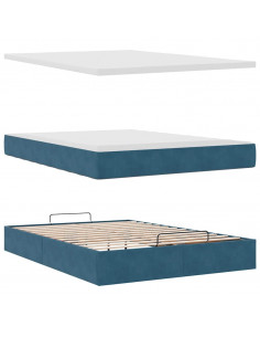 Struttura Letto Pouf con Materasso 140x190 cm in Velluto 2