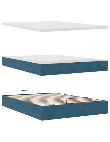 Struttura Letto Pouf con Materasso 140x190 cm in Velluto