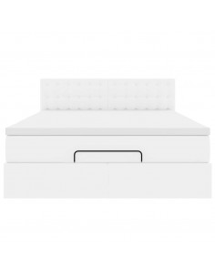 Pouf Letto con Materassi e LED Bianco Puro 140x190cm Similpelle