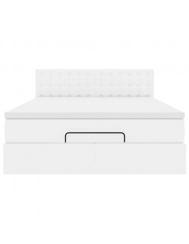 Pouf Letto con Materassi e LED Bianco Puro 140x190cm Similpelle