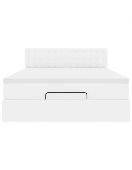 Pouf Letto con Materassi e LED Bianco Puro 140x190cm Similpelle