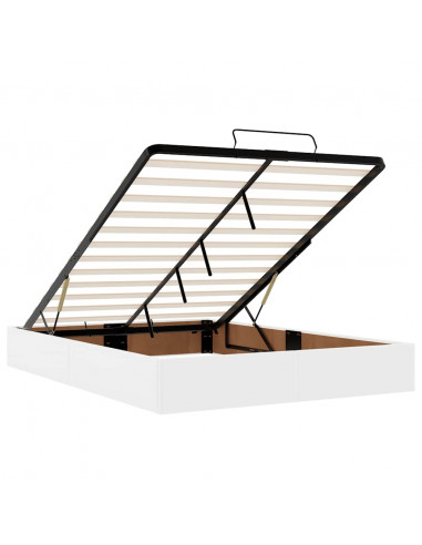 Pouf Letto con Materassi e LED Bianco Puro 140x190cm Similpelle