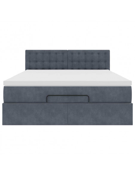 Struttura Letto Pouf con Materasso 140x190 cm Velluto