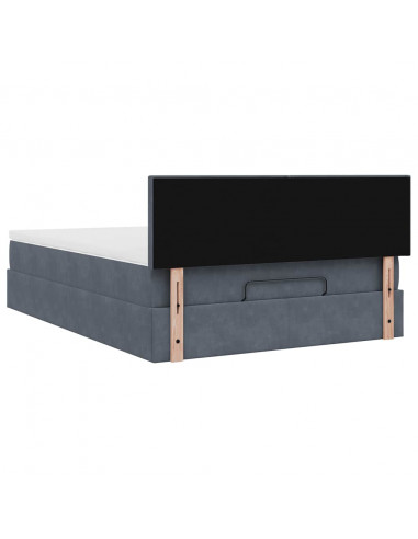 Struttura Letto Pouf con Materasso 140x190 cm Velluto