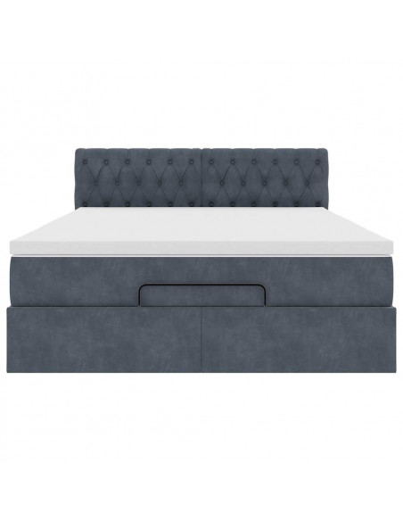 Struttura Letto Pouf con Materasso 140x190 cm Velluto